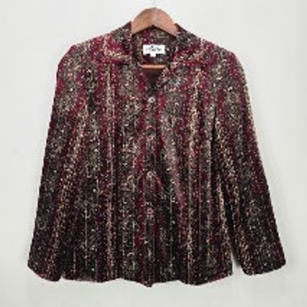 Vintage 90s Velvet Jacket Shacket 38 S Whimsigoth Grunge Paisley Sequin Hippie